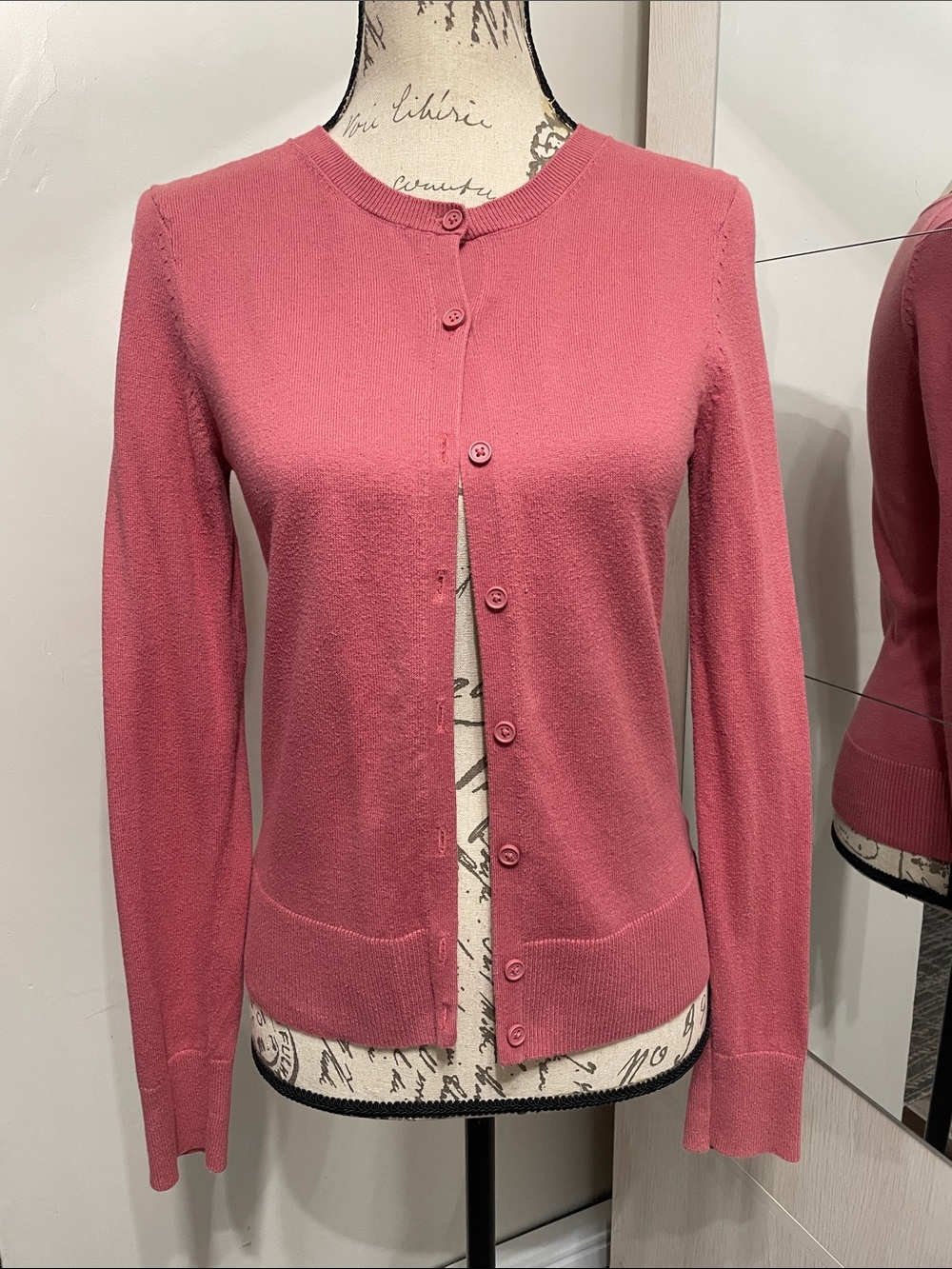 GAP Rose Pink Button-Front Crewneck Cardigan